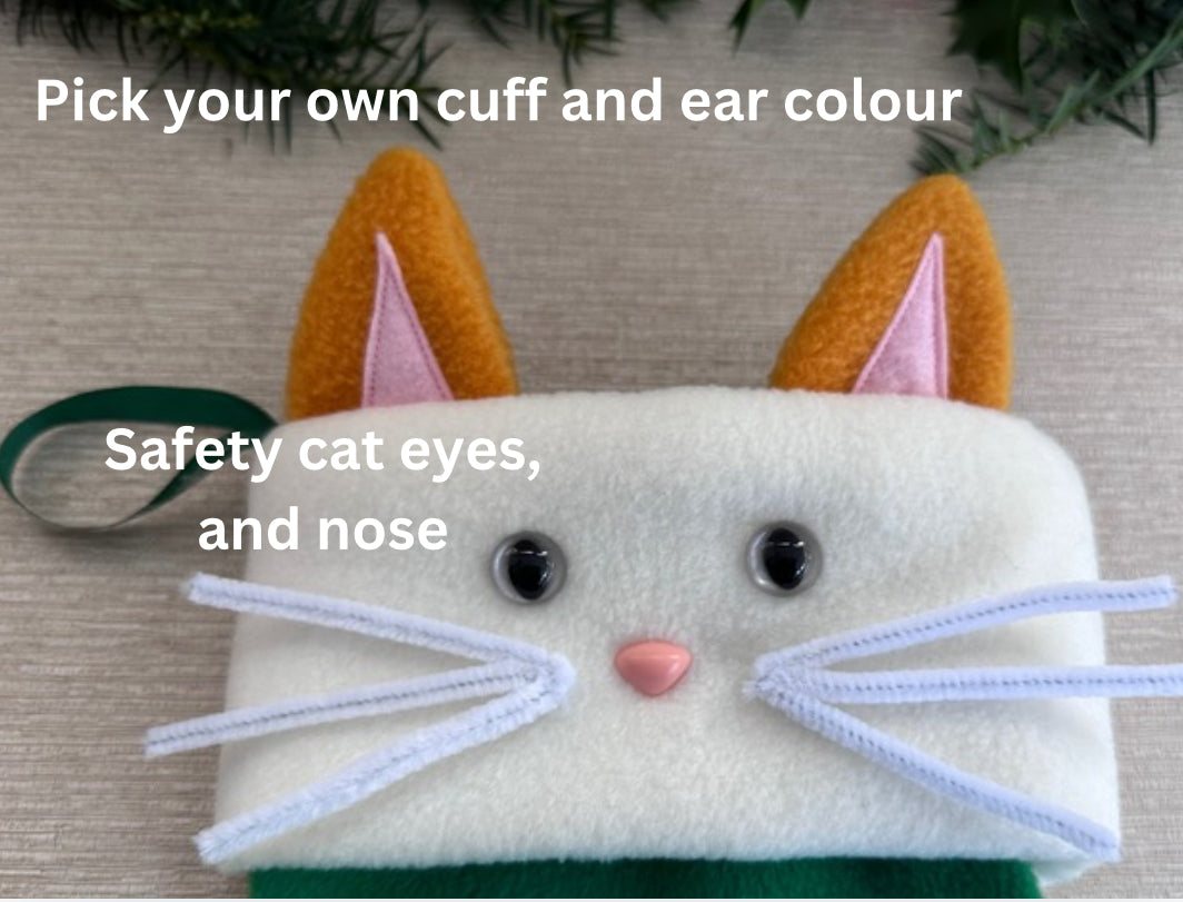 Green Personalised Cat Christmas Stocking