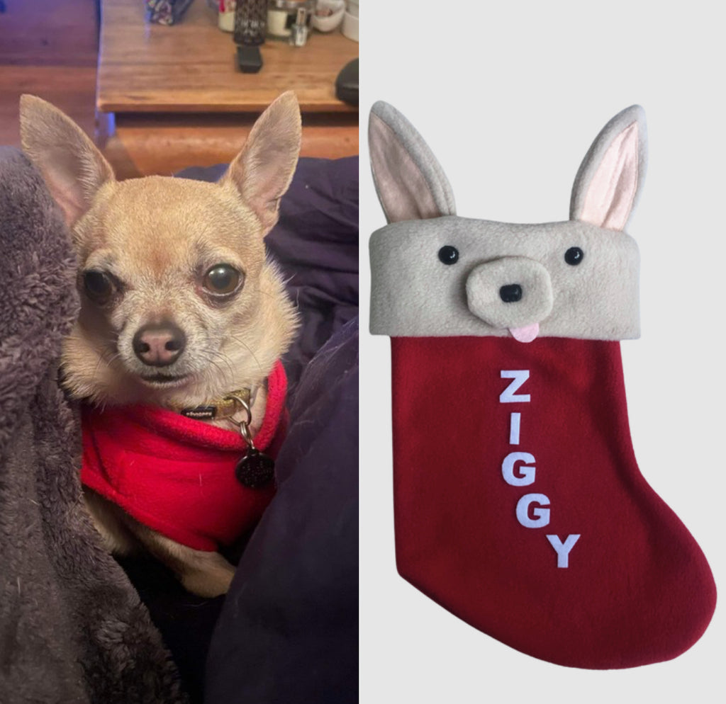 Green Personalised Dog Christmas Stocking