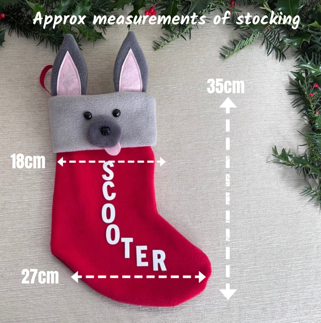 Green Personalised Dog Christmas Stocking