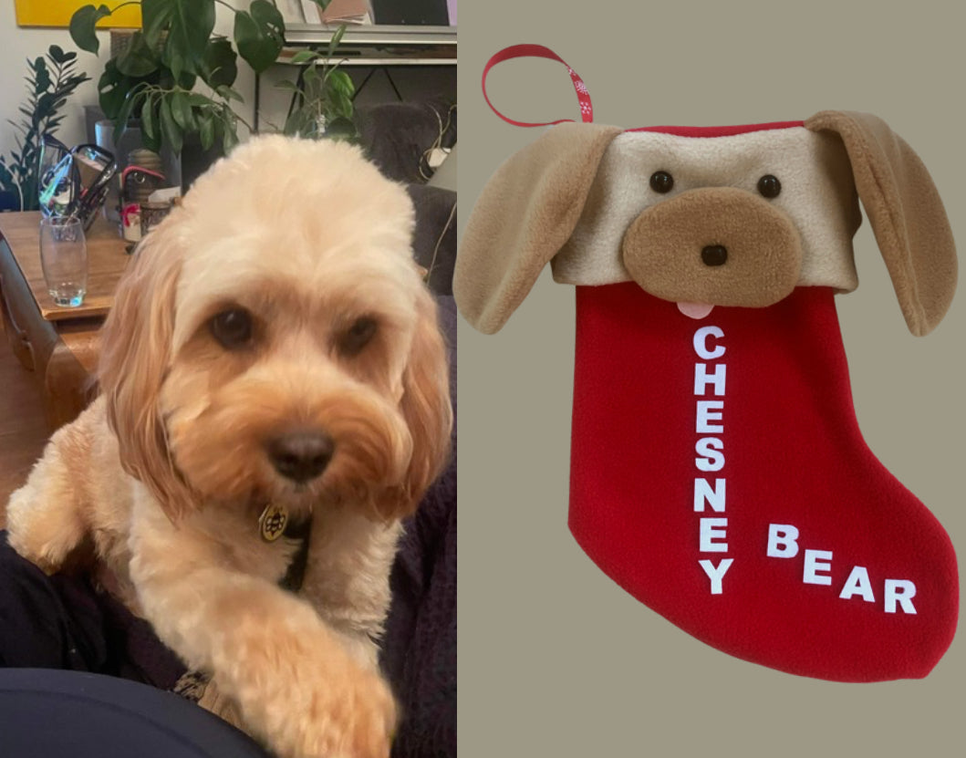 Green Personalised Dog Christmas Stocking