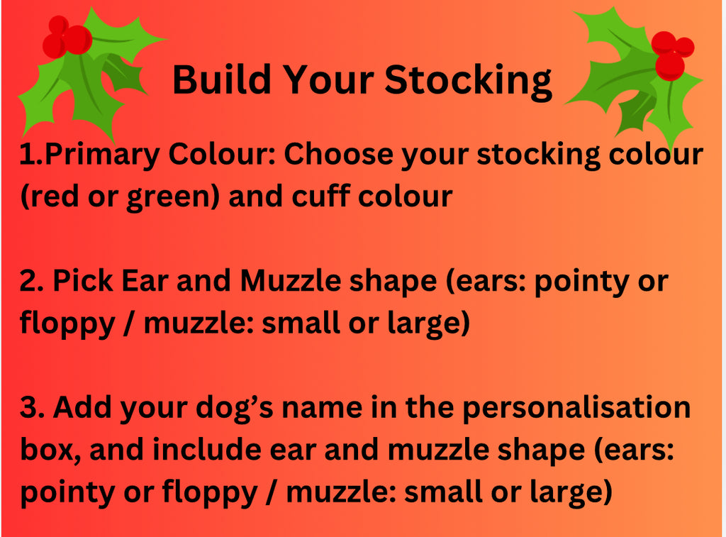 Green Personalised Dog Christmas Stocking