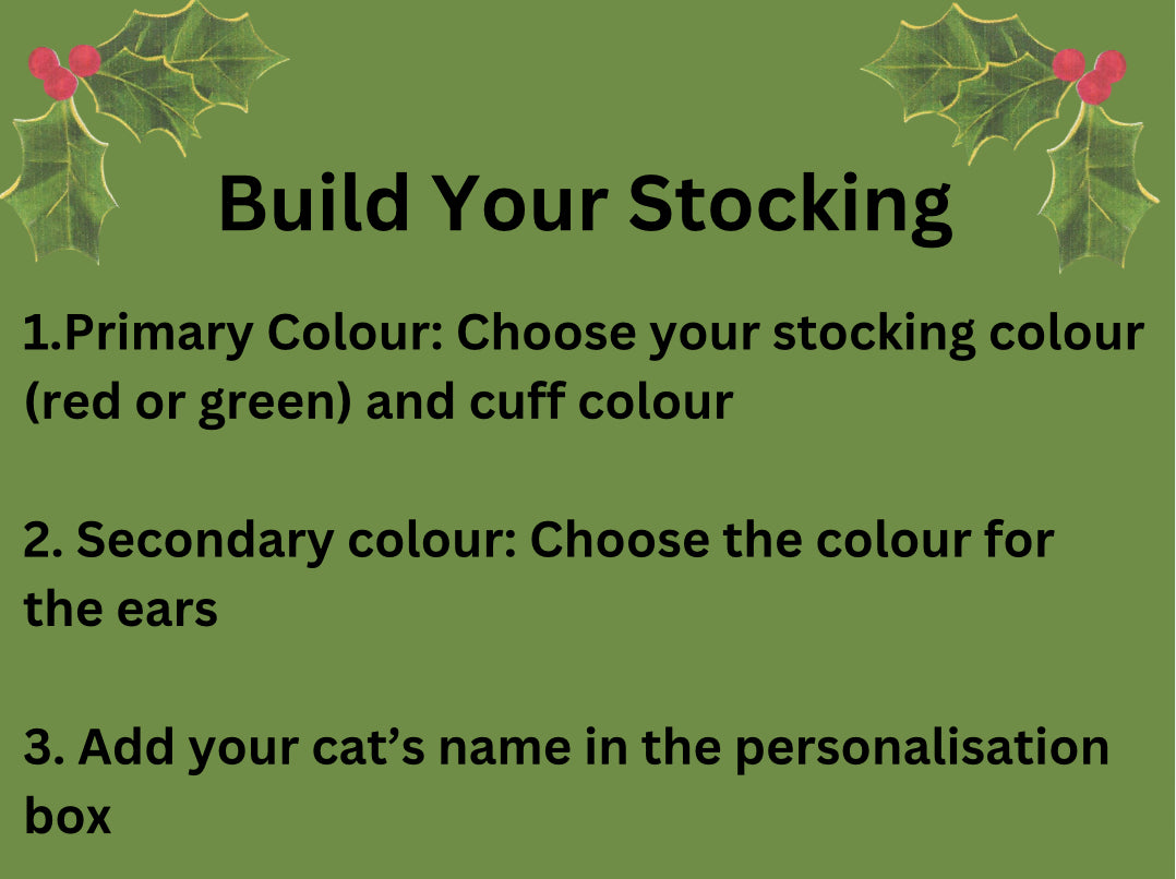 Green Personalised Cat Christmas Stocking